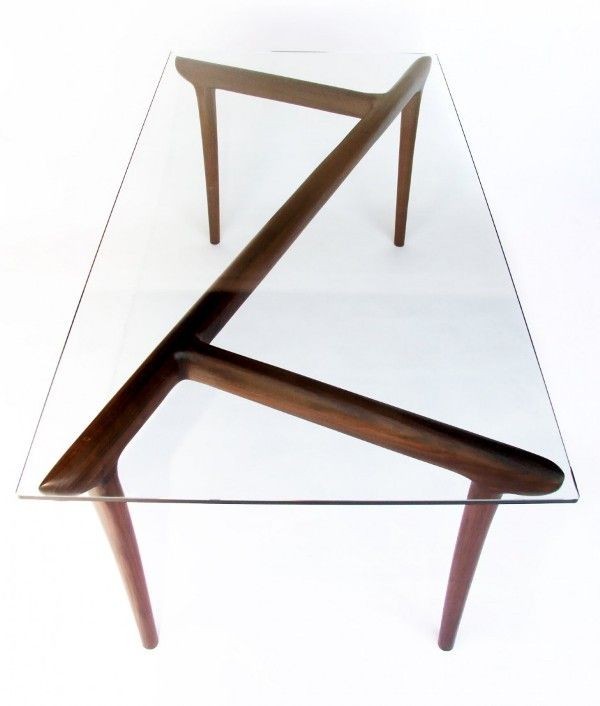 Table STRASS en bois massif et verre trempé