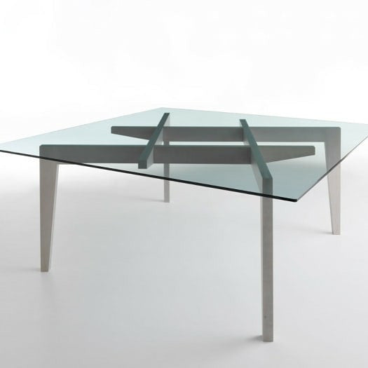 Table SPACE en bois massif et verre trempé L150x P150 x 75 cm